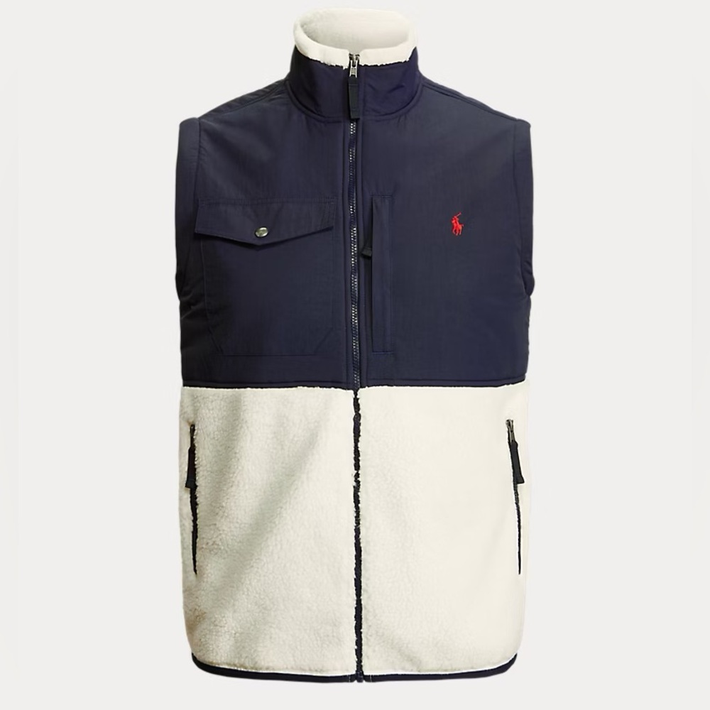 Polo Ralph Lauren Hybrid Wind Blocking Vest Navy Combo Zip Front Men's Medium